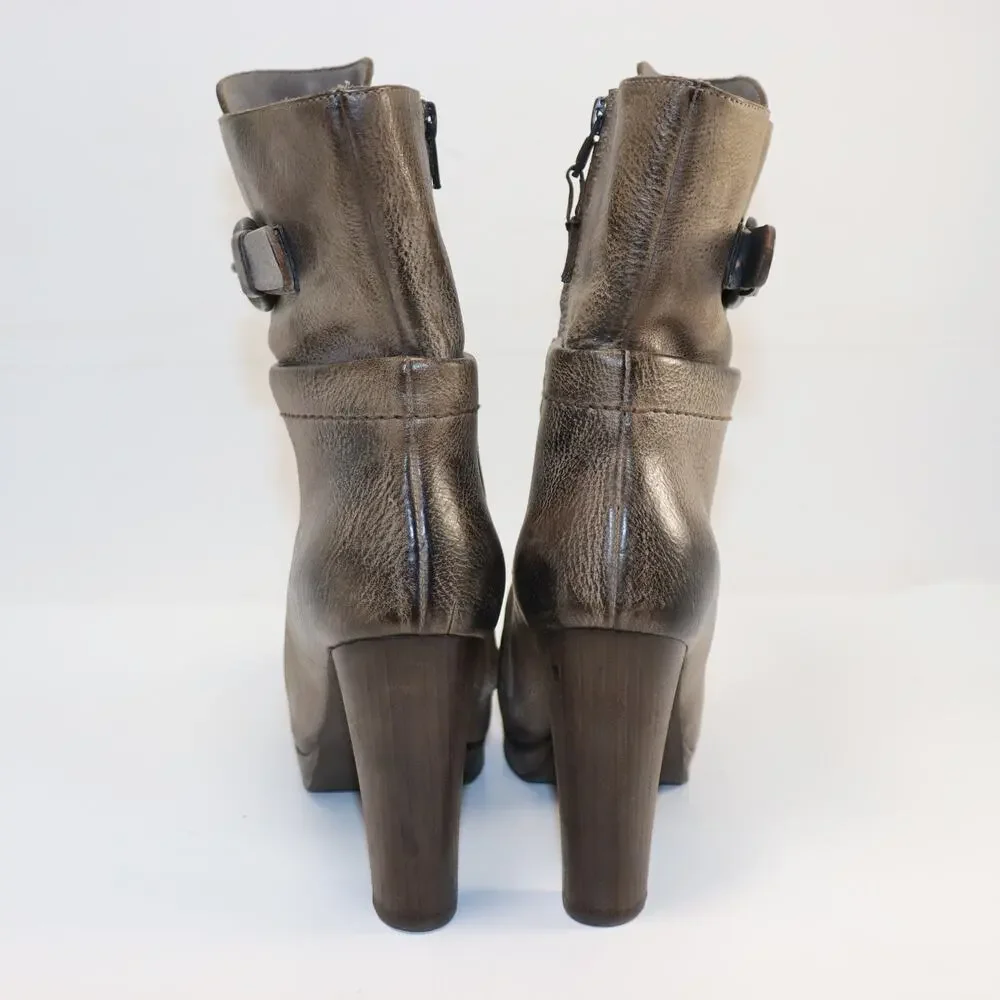 Henry Beguelin Italian Leather Ankle‎ Boots Taupe Distressed 37 (US6-6.5)
